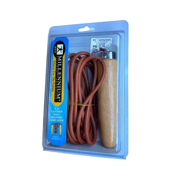 Millennium Fitness 9’ 6” Leather Jump Rope Ball Bearing Handles NIB - Picture 4 of 10